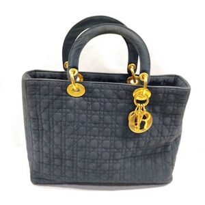 Christian Dior Lady Dior Medium Black Cannage Nylon Gold Hardware